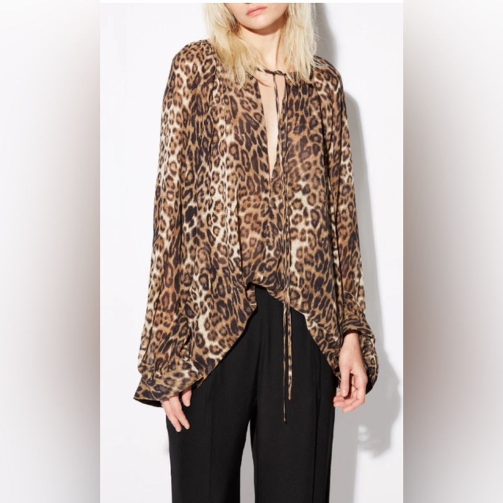Nili Lotan Acadia Leopard-print Silk-chiffon Blouse In Animal